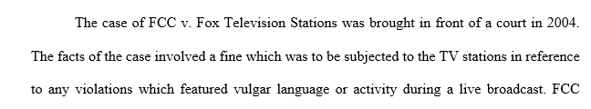 The homework is to write a short summary about the two cases which is FCC 2012 vs Fox and Reno Vs ACLU