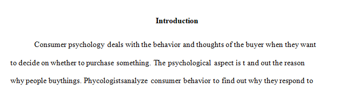 A five page essay on Consumer Psychology