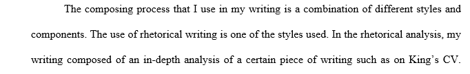 A short memoir focused on your composing process. In this memoir focus on your own writing process--your own ways of dealing 