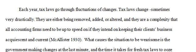 As you have discovered throughout your accounting education tax law is always changing