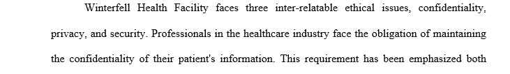 Based on your reading assignment for the Week what sort of ethical issues are you facing in terms of healthcare data both from 