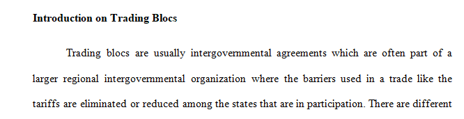 Choose a regional trade agreement from the many around the world