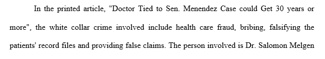Compile two (2) white collar crime related articles which appear in the news media between September 1 2017 and December 5 2017.