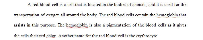 Create a project that describes the voyage of a red blood cell through the circulatory system.