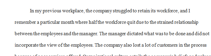 Describe an incident from a past job where you would like to better understand how the organizational setting influenced employee behavior.