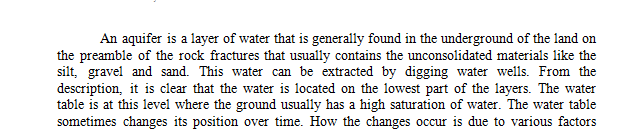 Describe the zones of aquifers and how the water table changes its position over time.