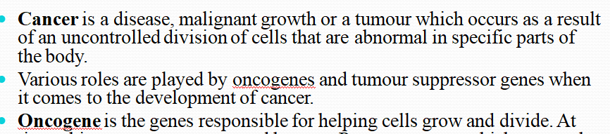 Describe various causes of cancer.