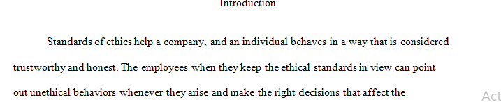 Develop 5 ethical standards to implement at your chosen facility.