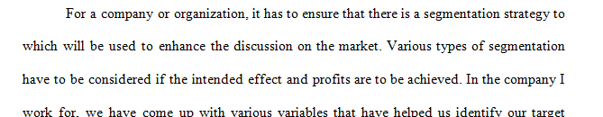 Discuss the combination of variables used to profile your target market.