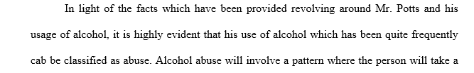 Do you believe that Mr. Potts's behavior reflects a Substance Use Disorder according to the DSM-V?