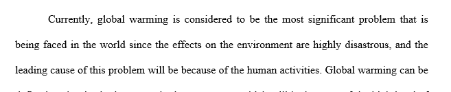 Environmental Science Lab: An Essay Project - What is the most important environmental problem facing the world today?