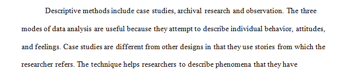 Evaluate and briefly discuss the three descriptive designs presented in Chapter 3