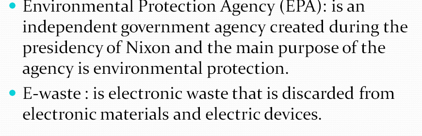 On Environmental Protection Agency and e waste