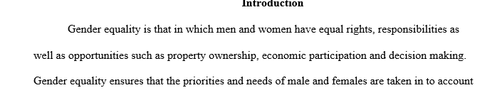 Provide a description of gender equality as it exists in different cultures with (2) two examples.