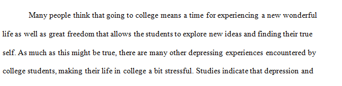 Research paper is about "Depression in College Students