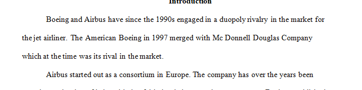 Review the duopolistic rivalry over the last five years between Boeing and Airbus (EADS) in the large commercial aircraft segment of the aerospace industry