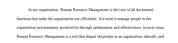 Select an area of human resource management of interest to you and research this topic.