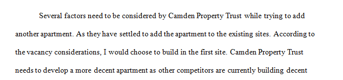 Suppose that you work for Camden Property Trust