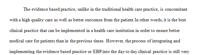 The EBP project is based on the importance of giving bedside shift report with patient involvement