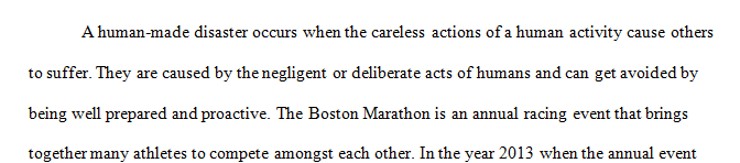 This case study requires that select a man-made disaster that has occurred in the past decade.