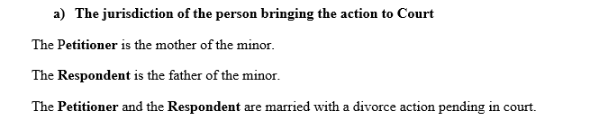 Using the portfolio Fact Pattern provided draft a Petition for Child Support on behalf of your client.