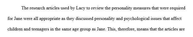 Was your colleague’s researched article appropriate for the personality measure being considered?