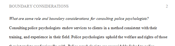 What are some role and boundary considerations for consulting police psychologists