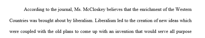 What does Ms. McCloskey believe is responsible for the vast wealth in the U.S? Do you agree?