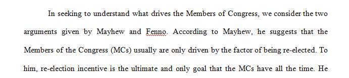 Which one best accounts for what members of Congress (MC's) do