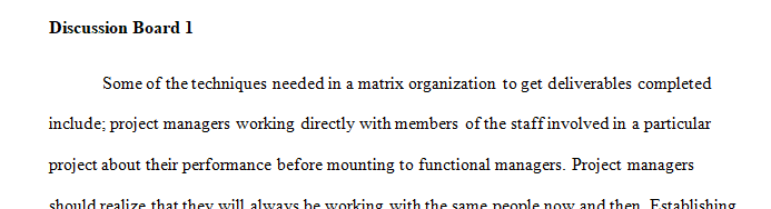 According to Anderson and Fleming what are some of the techniques (controls) one can use in a matrix organization to get deliverables completed