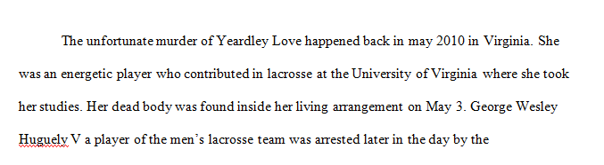 Conduct an internet search about the murder of Yeardley Love.