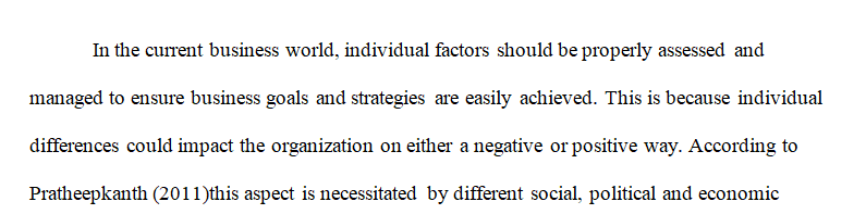 Describe how individual differences influence organizational activities.