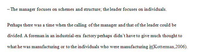 Differentiate between manager and leader and support your position with proper citations.