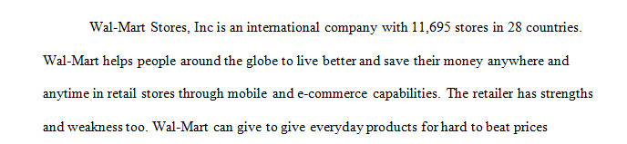 Discuss Wal-Mart from a strategic perspective. Discuss Wal-Mart’s strengths and weaknesses