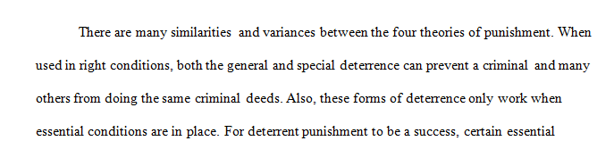 Discuss the differences and similarities between the four theories of punishment