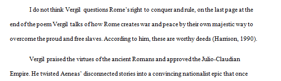 Does Virgil question at all the right of Rome to conquer and rule an empire