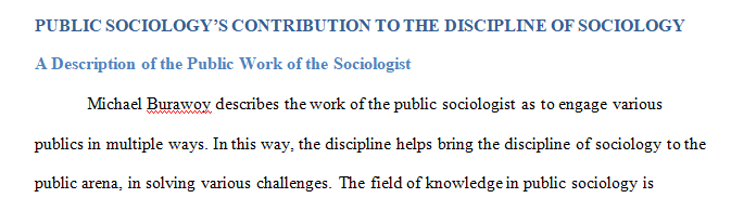 Explore the public relevance of sociology in today’s world by becoming familiar with a particular application of sociological research.