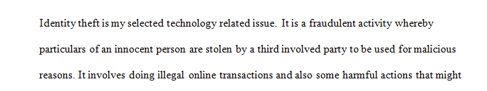 For this discussion, you will connect a technology-related issue to identity.