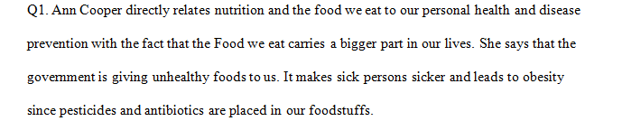 How does Ann Cooper directly relate nutrition and the food we eat to our personal health and disease prevention