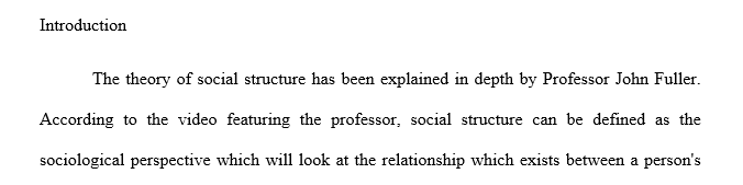 How does the video you selected support a social structure theory? What is the primary subject or content of the video?