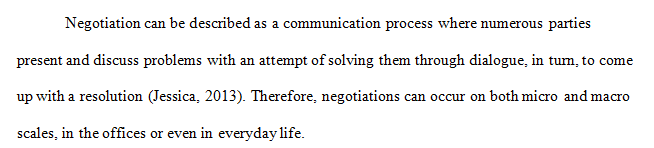 Identify a negotiation situation that took place in one team member's organization