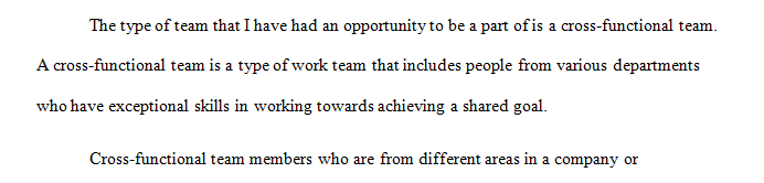 Identify a team in which you have had many opportunities to participate, observe, and interact