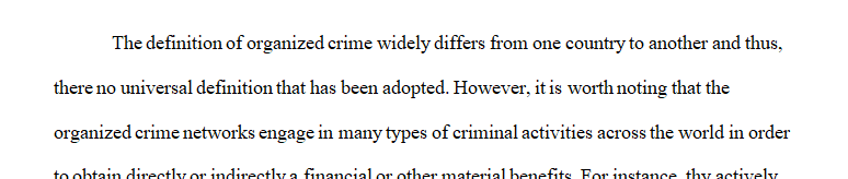 Identify the problems presented by organized crime.