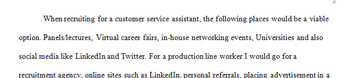 Imagine you are the HR manager at a company. You need to hire three (3) new people.