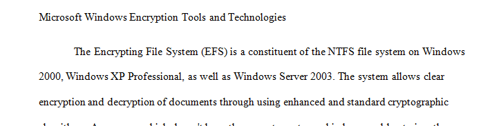 Microsoft Windows Encryption Tools and Technologies