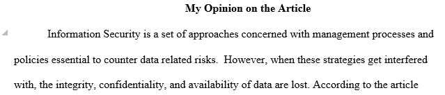 Please submit a news article that is relevant to some aspect of information security and also provide your opinion of the article.