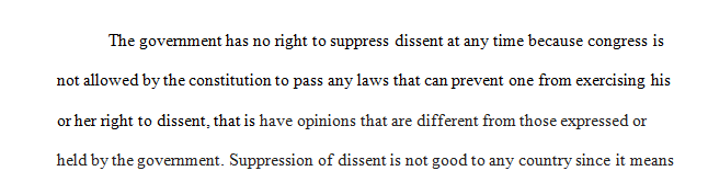 Provide 3 reasons. Does the government have the right or power to suppress dissent in wartime