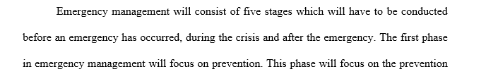 Review the phases of disaster management and give a brief description (with a few examples of pertinent activities) of each.