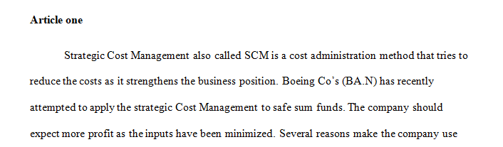 The last three lectures this week focused on strategic cost management.