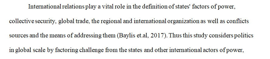 The lesson for this week explains that we will be discussing the five types of international actors